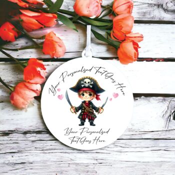 Personalised Cute Child Pirate Hearts Decoration Gift, 2 of 2