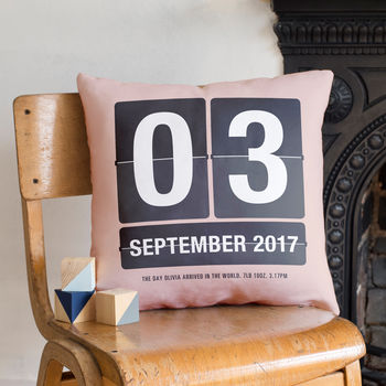 Special Date Flip Calendar Personalised Cushion By The Drifting Bear Co