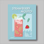 Strawberry Mojito Cocktail Print Four Colour Options, thumbnail 3 of 8