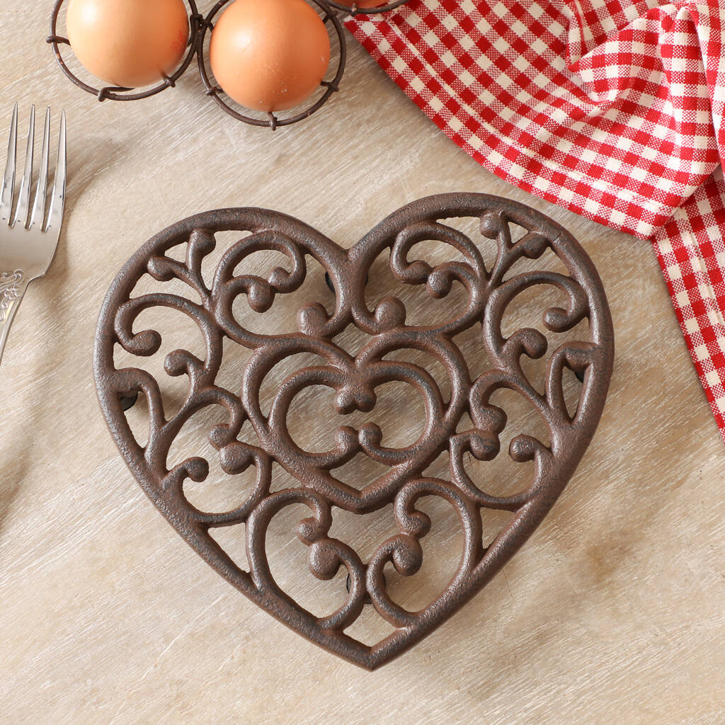 Cast Iron Love Heart Footed Trivet By Dibor