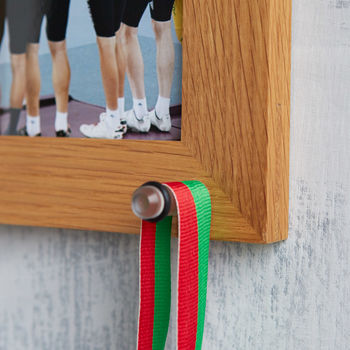 Personalised Oak Photo Frame And Medal Hanger, 5 of 5