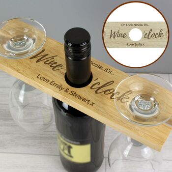 Personalised Wine O'clock Wine Glass And Bottle Holder, 3 of 5
