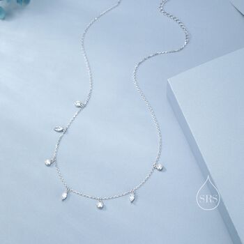 Sterling Silver Marquise And Round Cz Dangle Necklace, 3 of 12