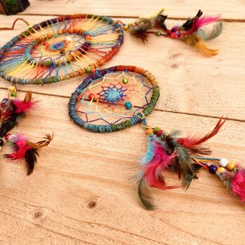 Large Double Rainbow Colours Hemp Dream Catcher, 2 of 10