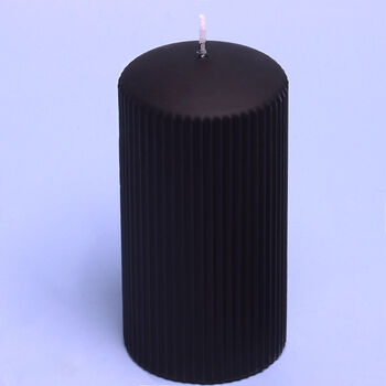 G Decor Ribbed Jade Black Gothic Vintage Pillar Candle, 2 of 4
