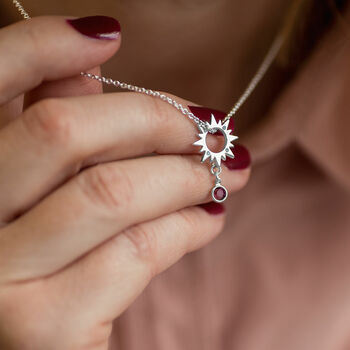Sunburst Necklace With White Opal And Birthstone Detail, 2 of 7
