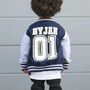 Kids Personalised Name And Number Varsity Jacket, thumbnail 1 of 11