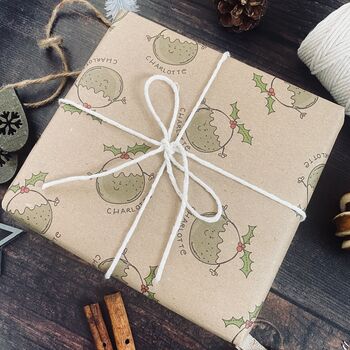 Christmas Pudding Fun Personalised Wrapping Paper, 4 of 4