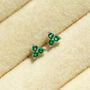 Sterling Silver Triple Birthstone Stud Earrings, thumbnail 1 of 10