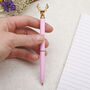 Pink And Gold Stag Deer Head Ballpoint Pen, thumbnail 2 of 3