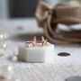 Bee Happy Rose Gold Earrings, thumbnail 2 of 4