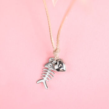 To A Cat Mum Heart And Fish Bone Adjustable Bracelet, 2 of 5