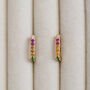 Silver Or Gold Multicolour Rectangular Hoop Earrings, thumbnail 4 of 9