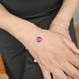 Pink Tourmaline October Birthstone Silver Fine Bracelet, thumbnail 2 of 4
