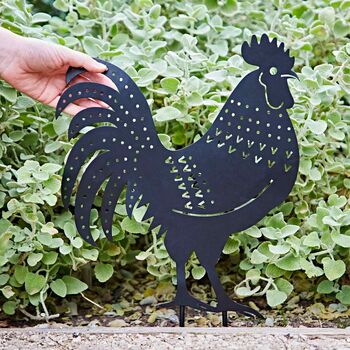 Recycled Metal Cockerel Silhouette Garden Stake, 2 of 5