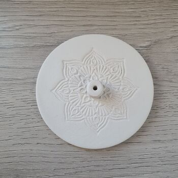 Mandala Design White Clay Incense Holder, 2 of 3