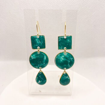 Geometric Green Statement Earring, Clay And Resin, 7 of 10