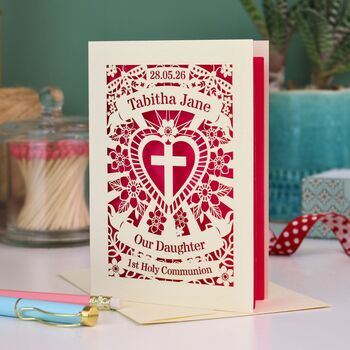 Personalised Papercut First Holy Communion Card My/Our Daughter, 5 of 5
