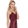 British Made Burgandy Short Satin Nightdress With Deep Lace Detail Ladies Size 8 To 28 UK, thumbnail 3 of 4