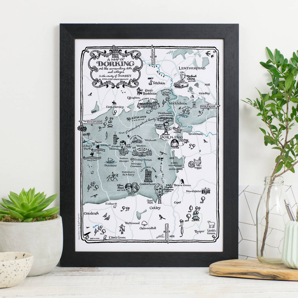 Map Of Dorking Signed Print, 1 of 3