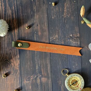 Personalised Anniversary And Birthday Leather Bookmark, 3 of 8