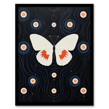 Blissful Butterfly Abstract Navy Orange Wall Art Print, 5 of 6