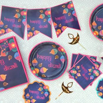 Happy Diwali Serving Trays 3pk Purple And Pink, 3 of 3