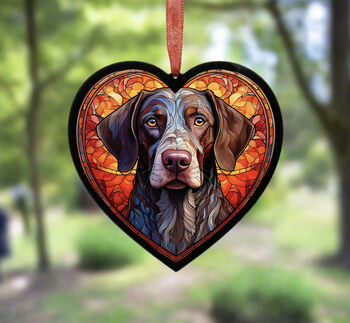 German Shorthaired Pointer Stained Glass Effect Heart Suncatcher, 5 of 5