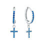 Camilla Silver Blue Cross Huggie Earrings, thumbnail 1 of 2