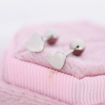 Heart Screwback Earrings In Sterling Silver, 4 of 12