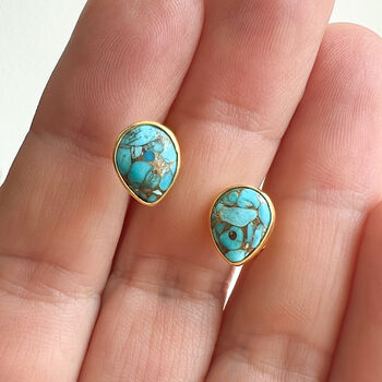 Sterling Silver And Turquoise Stud Earrings, 4 of 11