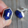 Lapis Lazuli Cufflinks Set In Sterling Silver, thumbnail 3 of 5