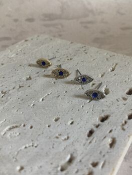 Small Gold Evil Eye Studs, 2 of 7