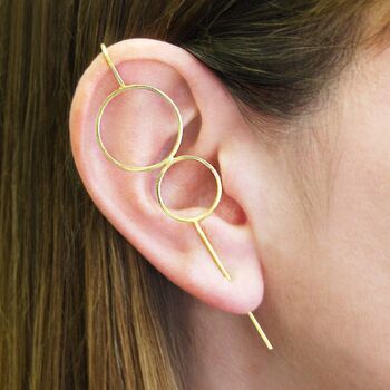 Gold Plated Sterling Silver Double Circle Ear Cuff, 2 of 7