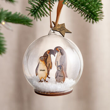 Personalised 3D Wooden Penguin Family Bauble, 2 of 4