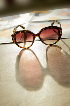 Tortoise Shell Circle Arm Detail Oversize Sunglasses, 4 of 7