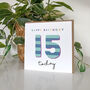 Candy Stripe 15th Birthday Card, thumbnail 2 of 3