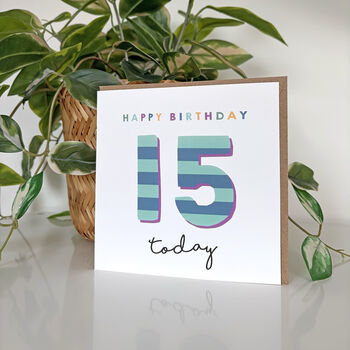 Candy Stripe 15th Birthday Card, 2 of 3