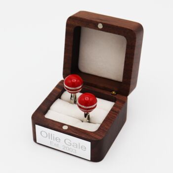 Personalised Red Cricket Ball Cufflinks, 2 of 4