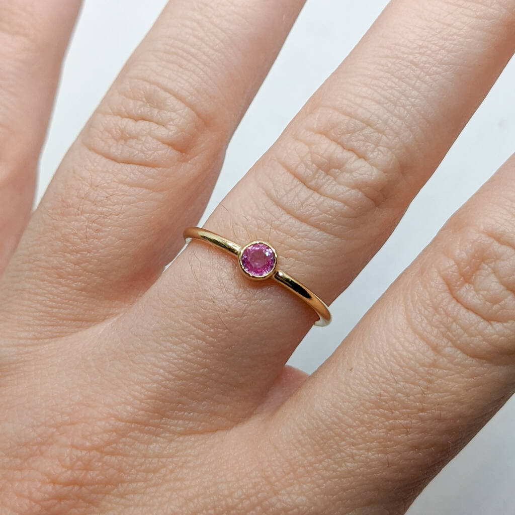 Pink Sapphire Bezel Ring, 1 of 5