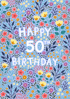 50th Birthday Card For Women, Floral 50th Card, For Her, 4 of 4