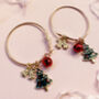 Hoop Christmas Earring With Charms, thumbnail 2 of 4