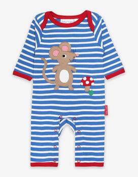 Organic Cotton Mouse And Mushroom Applique Sleepsuit, 2 of 2