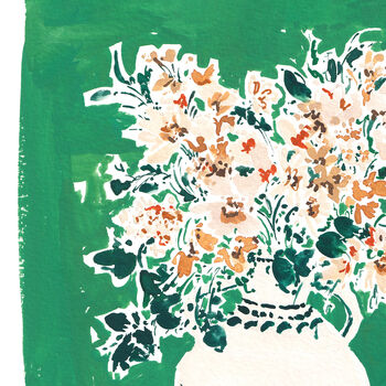 Emerald, Peach And Maple | Floral Vase Print, 2 of 5