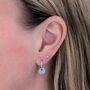 Blue Opal Teardrop October Birthstone Earrings, Silver, thumbnail 2 of 5