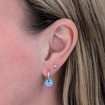 Blue Opal Teardrop October Birthstone Earrings, Silver, 2 of 5