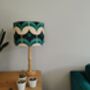 Blue Geometric Retro Floral Design Handmade Lampshade Table Floor Or Ceiling Pendant, thumbnail 6 of 10