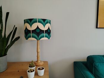 Blue Geometric Retro Floral Design Handmade Lampshade Table Floor Or Ceiling Pendant, 6 of 10