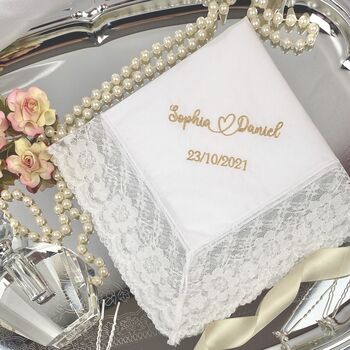 Personalised Bridal Wedding Handkerchief, 3 of 8
