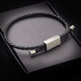 Men's Adjustable Black Leather Bracelet With Single Silver Clasp, Artisan Jewellery, thumbnail 1 of 5